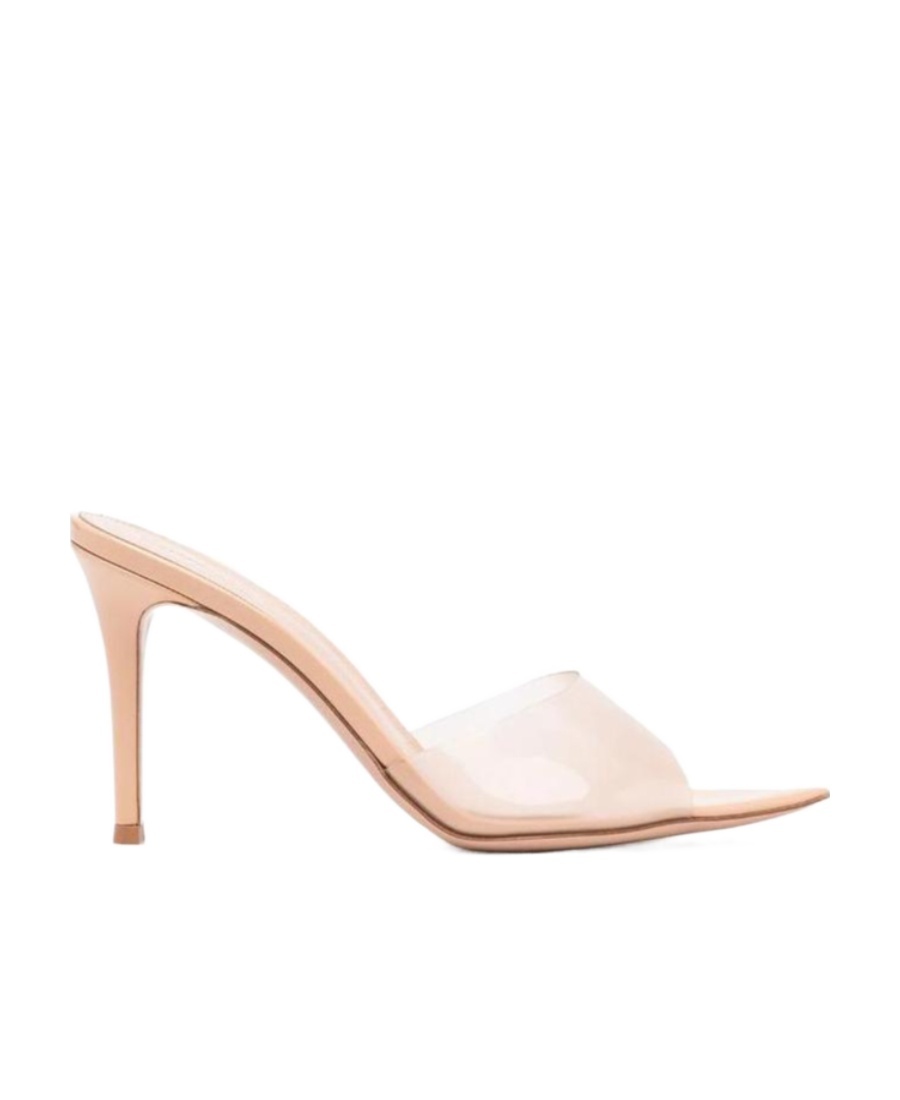 Gianvito Rossi Clear Pointed Toe Stiletto Heel Mules In White