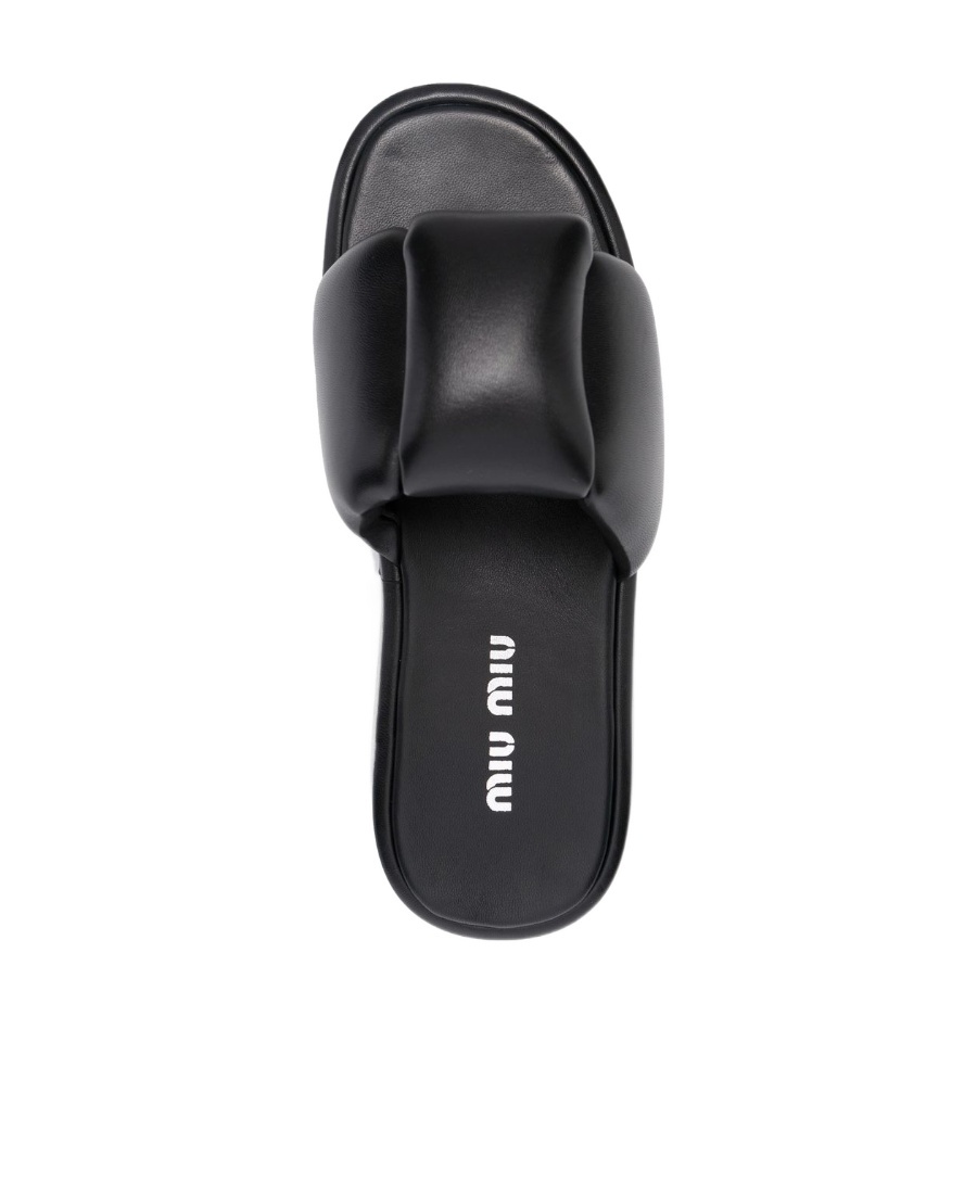 Miu Miu Logo Slippers In Black