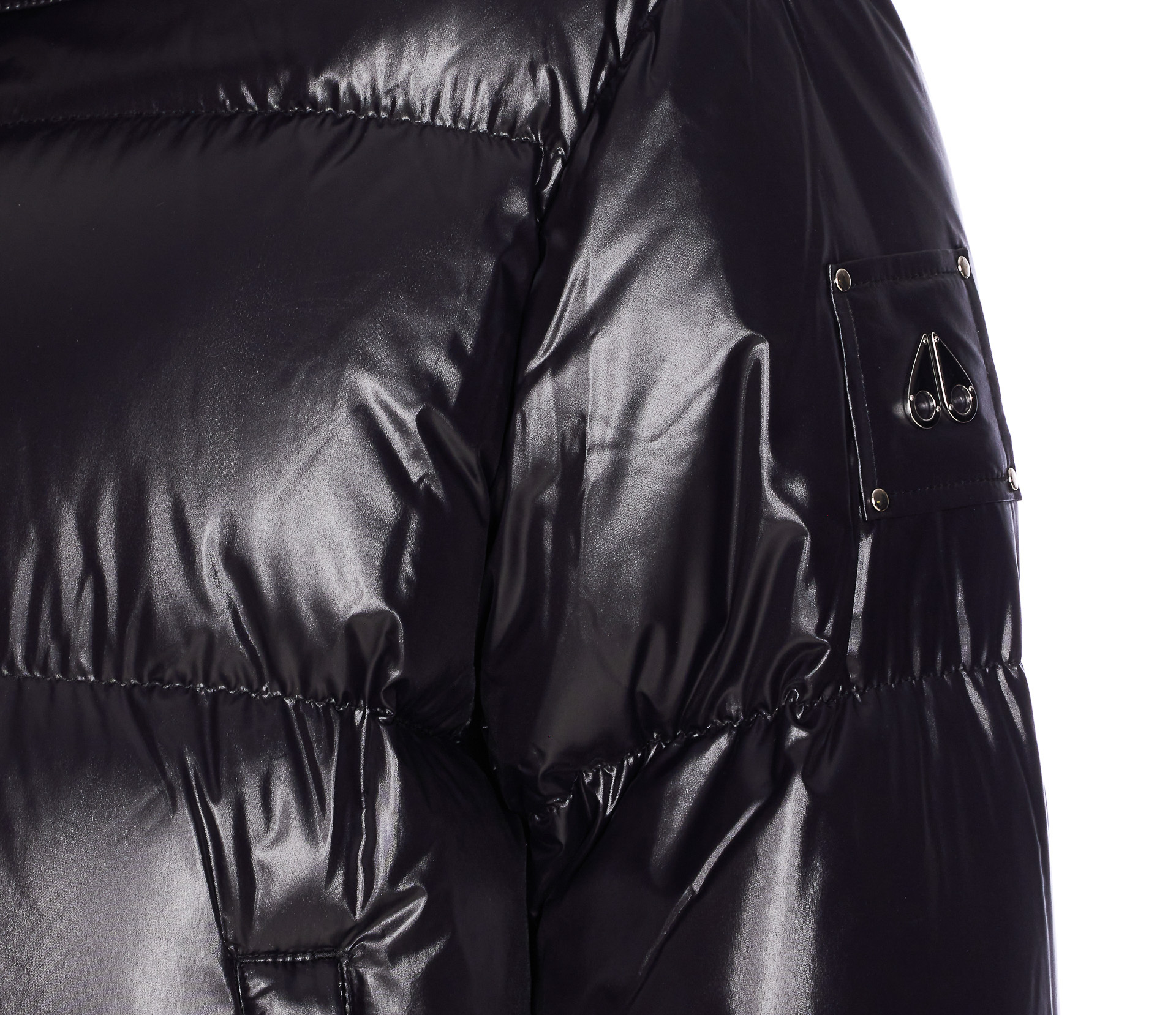 Moose Knuckles Hooded Padded Quilted Jacket With Zip Pockets In Black