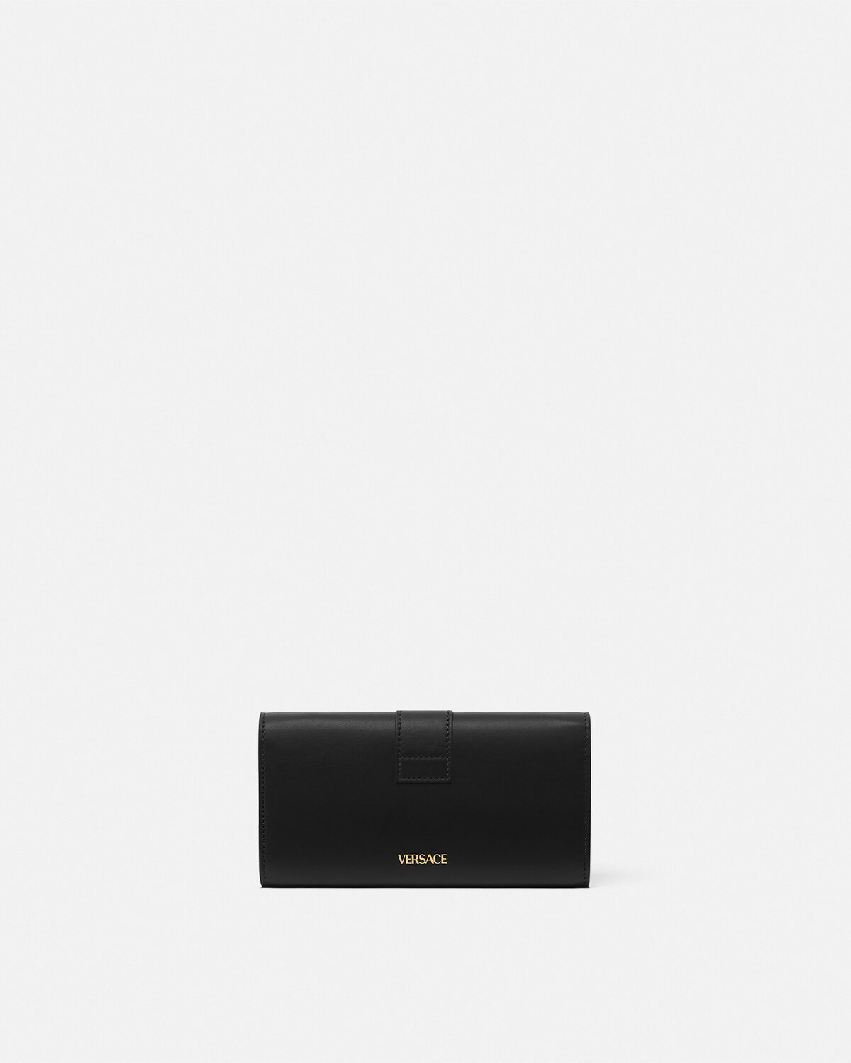 Versace V-logo Chain Clutch Bag In Black