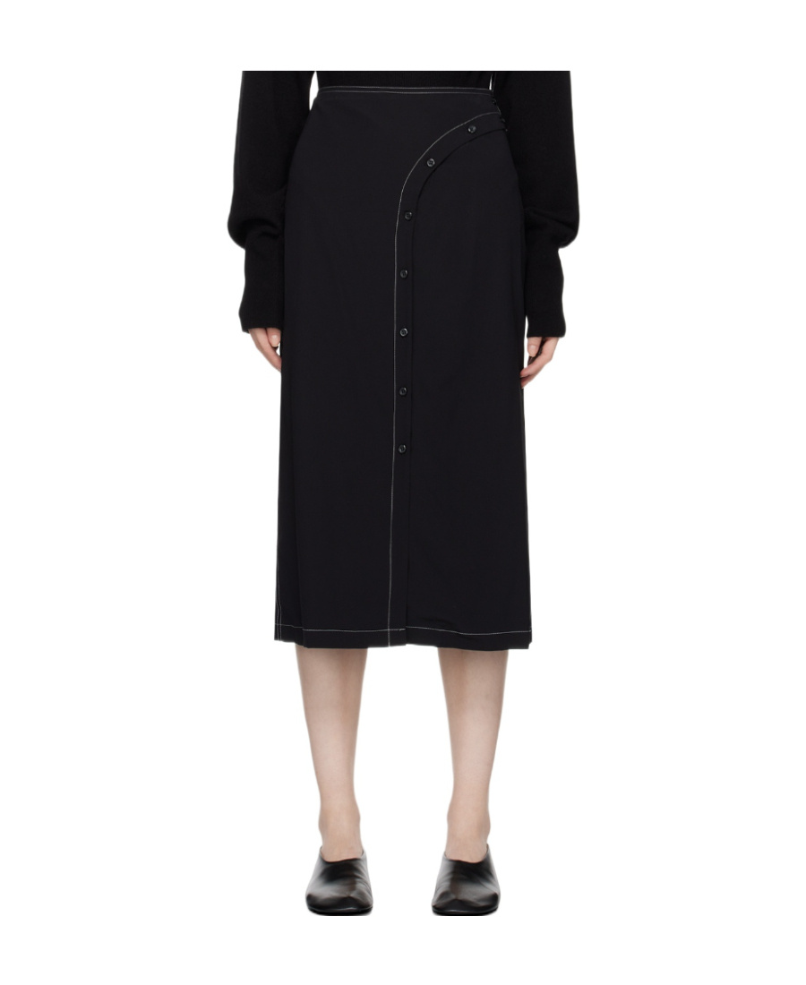 LOW CLASSIC CURVED-LINE BUTTON MIDI SKIRT