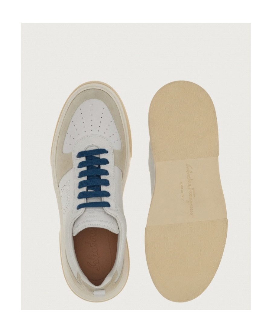 Ferragamo Perforated Logo Low Upper Board Shoes In White