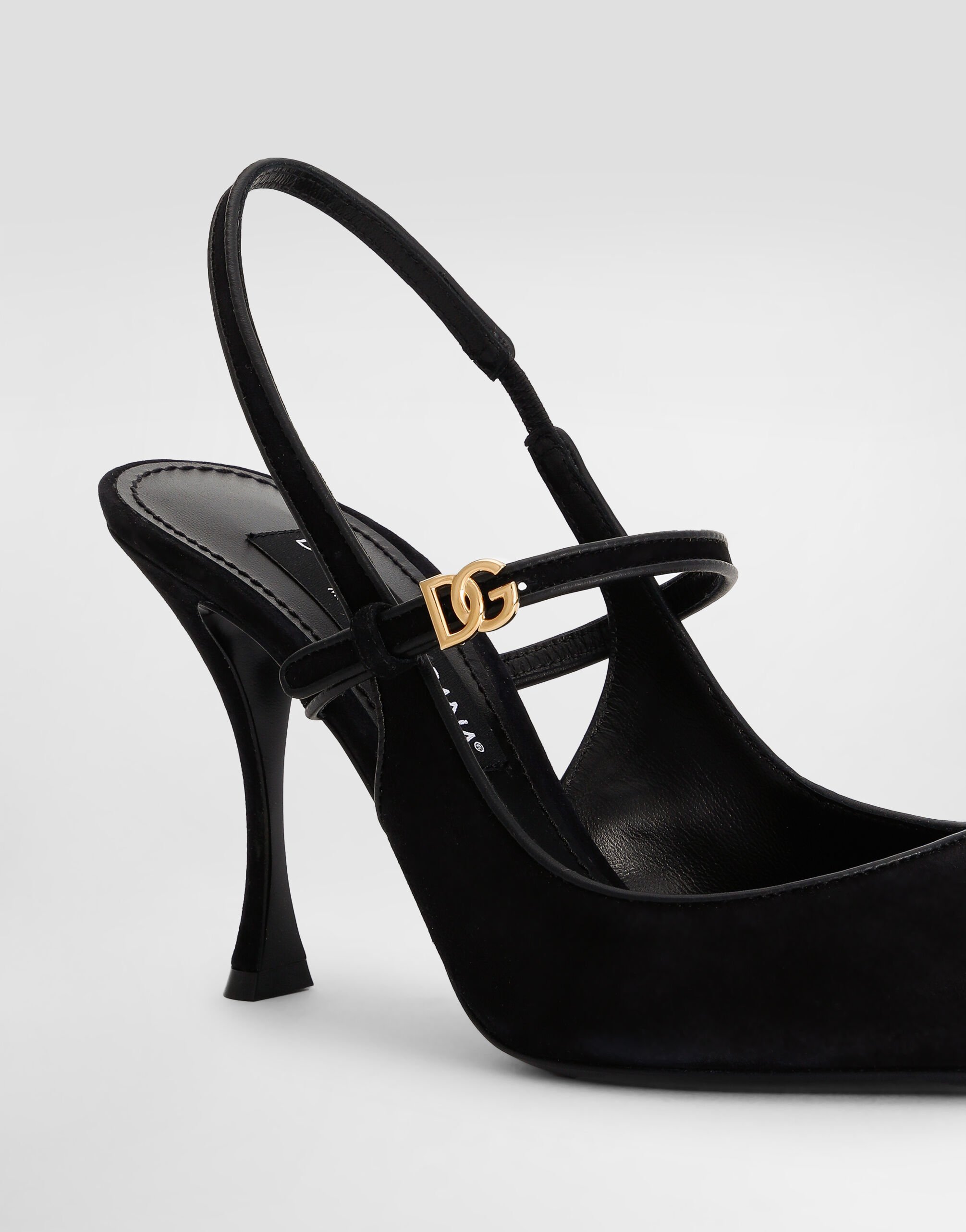 Dolce & Gabbana Italian Tailoring Leather-trimmed Suede Slingback Pumps In Black