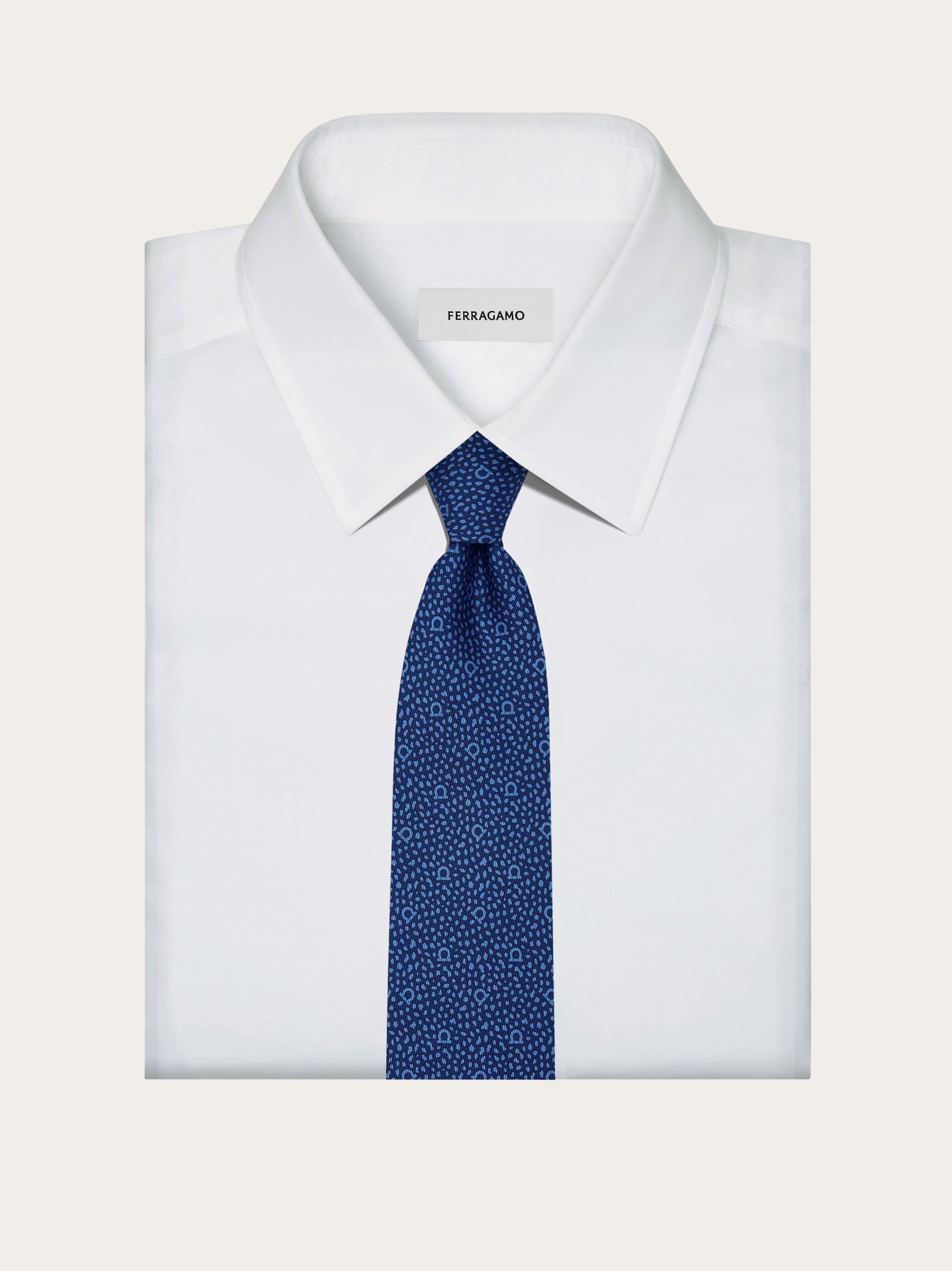 Ferragamo Salvatore Micro Pattern Printed Tie In Blue