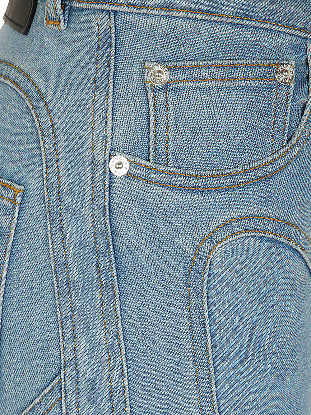 Mugler Cropped Jeans With Belt Loops And Pockets In Blue