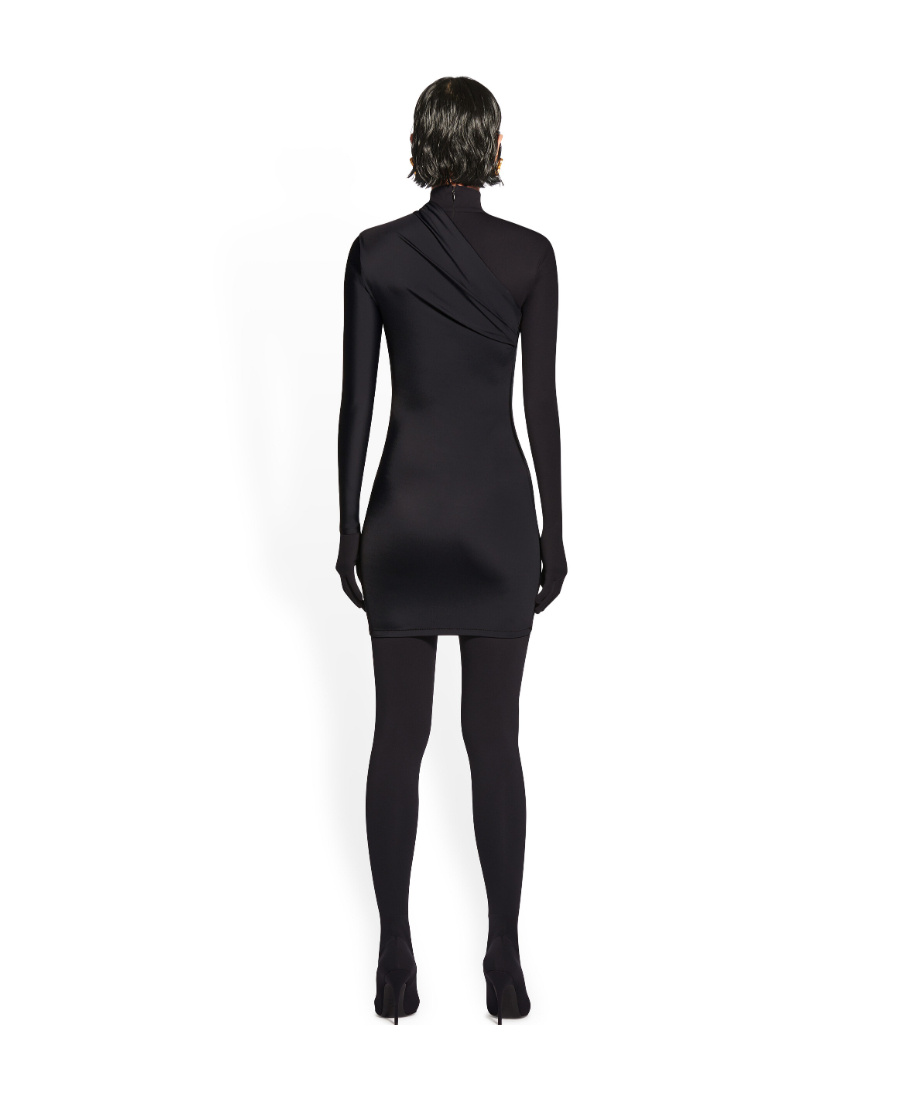 Balenciaga Asymmetrical Mini Dress In Black