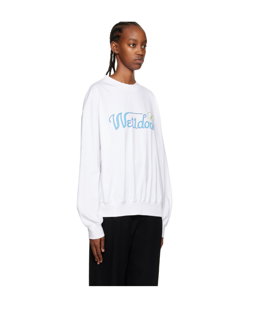 We11 Done Logo Round-necked Sweater In White