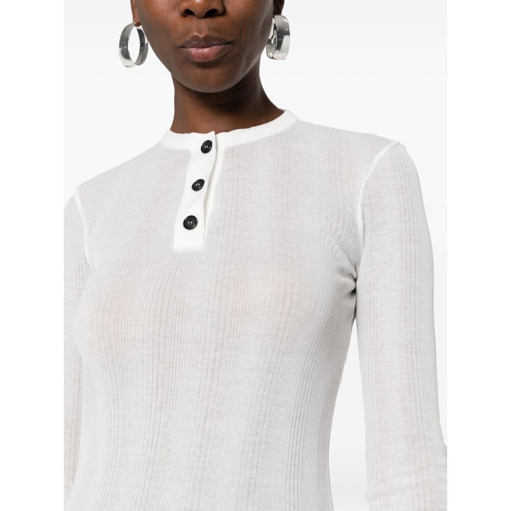 Khaite Fine-ribbed Long-sleeve T-shirt In White