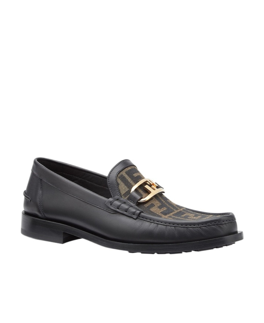 Fendi Men  O' Lock Leather Loafer With Ff Insert In Black