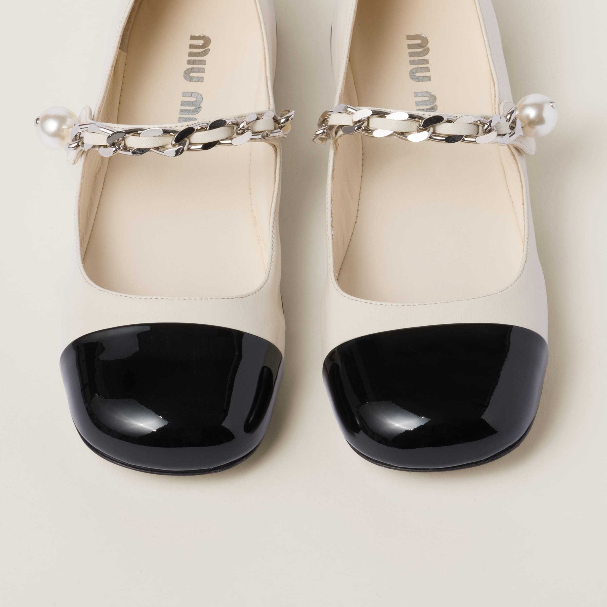 Miu Miu Ankle Strap Ballerinas In White