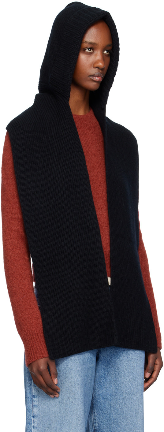 Yves Salomon Hooded Scarf In Black