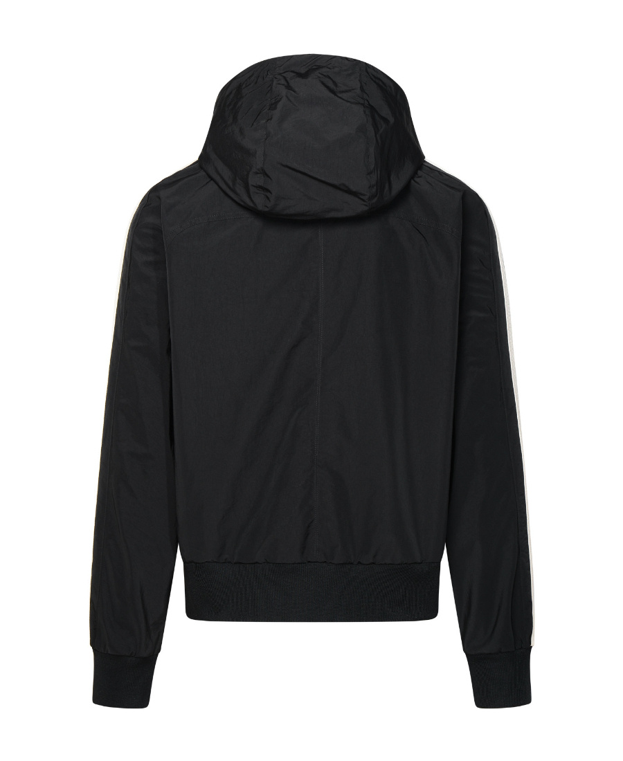 Palm Angels Nylon Blend Windbreaker With Ribbed Cuffs And Stand Collar In Black