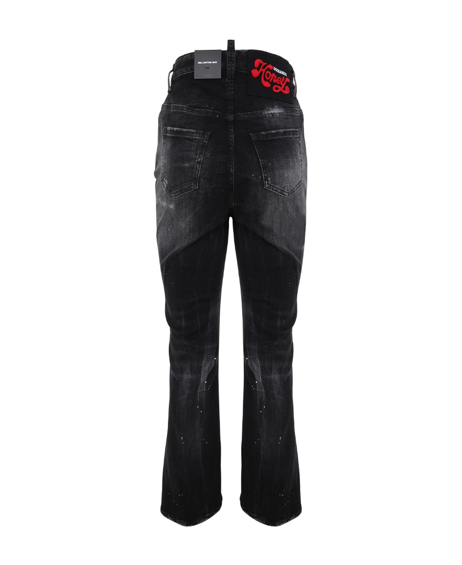Dsquared2 Honey Hw Bell Bottom Jeans In Black