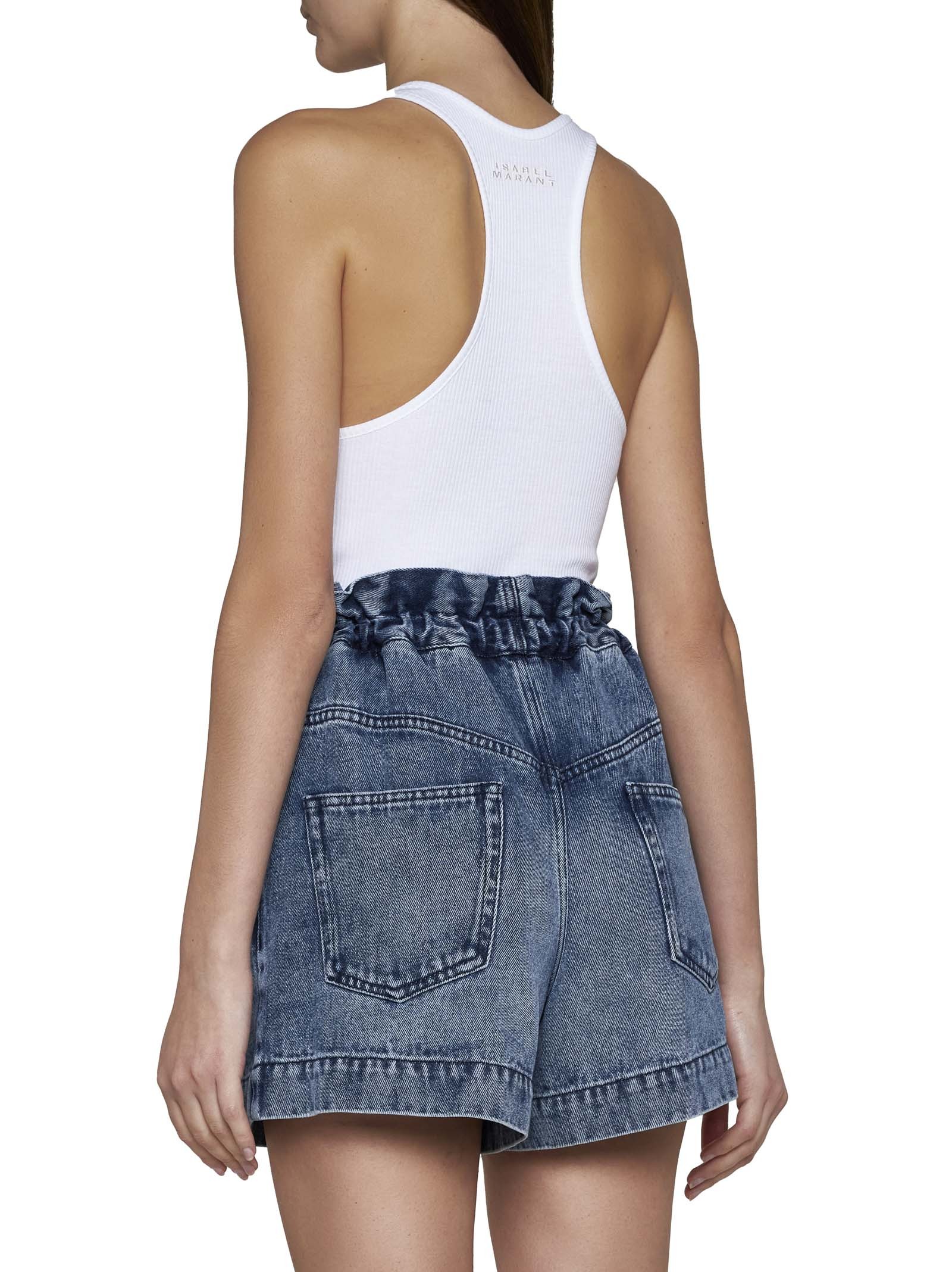 Shop Isabel Marant Titea High Waist Denim Shorts In Blue