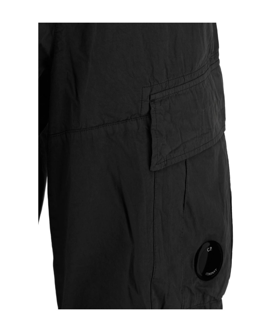 C.p. Company Lens-detail Cotton Cargo Pants In Black