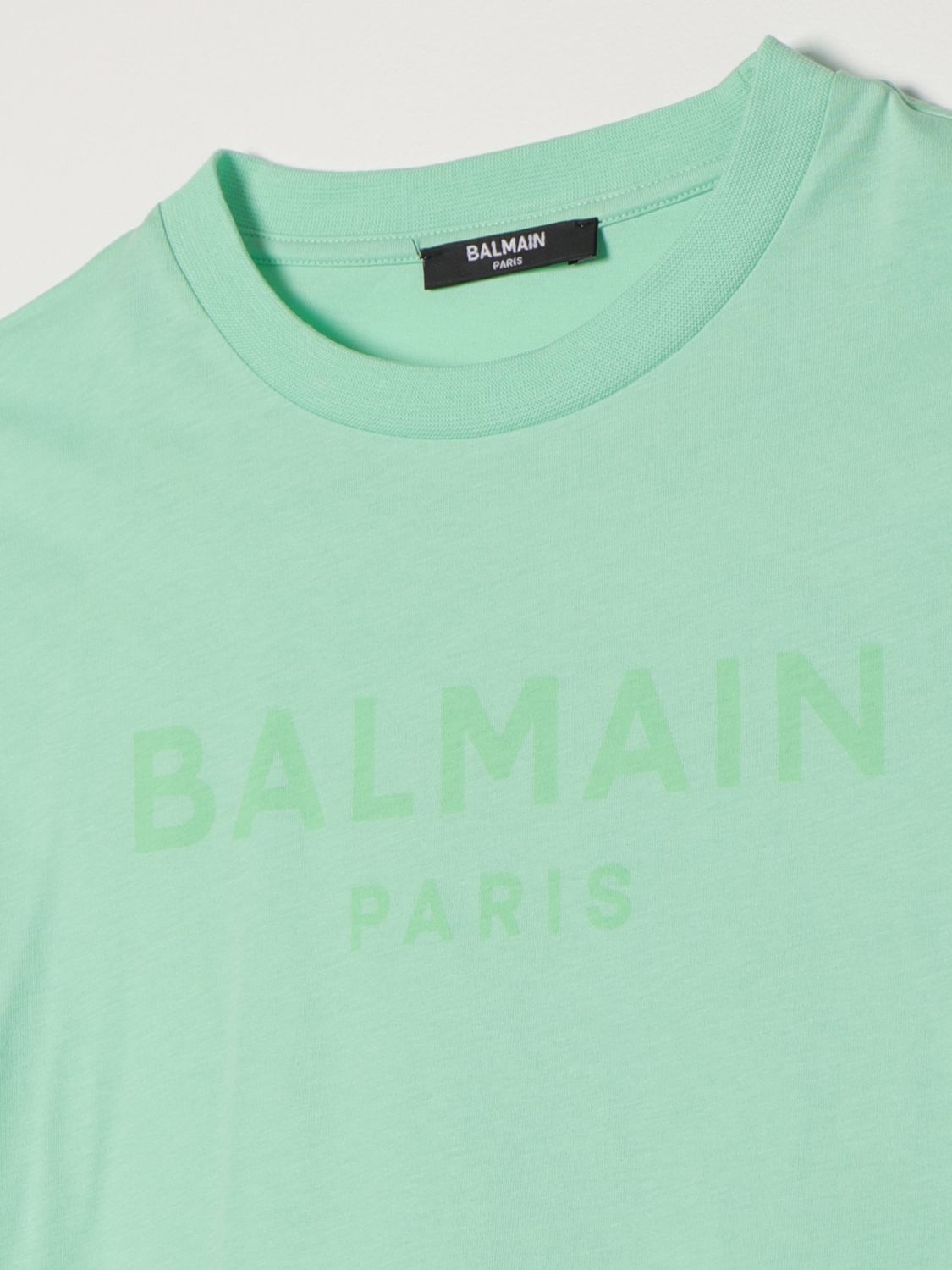 Balmain Logo-print Cotton T-shirt In Green