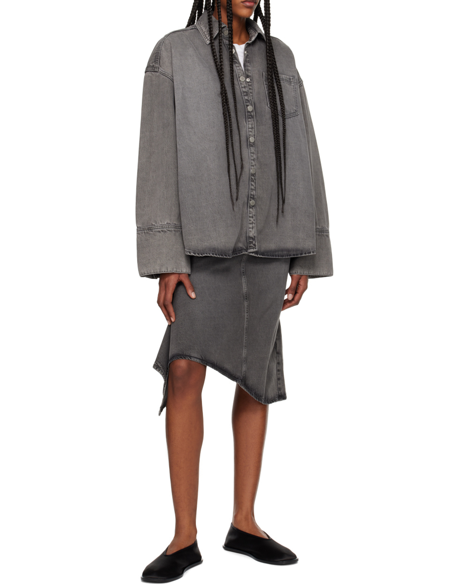 Remain Birger Christensen Long-sleeved Denim Jacket In Gray