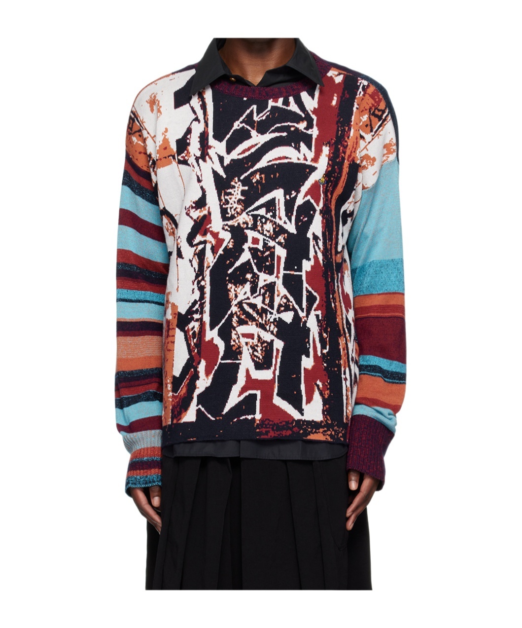 Vivienne Westwood Graffiti Jumper Cotton / Wool "graffiti" Pattern Xs/s Unisex In Black