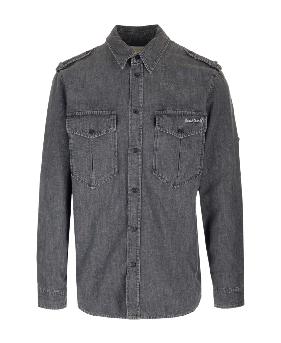Isabel Marant Man Denim Shirt Black Size L Cotton In Black
