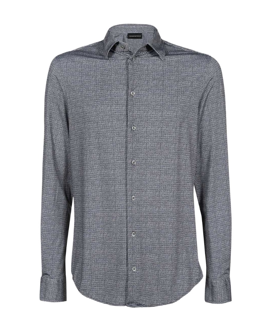 Emporio Armani Houndstooth Pattern Shirt In Gray