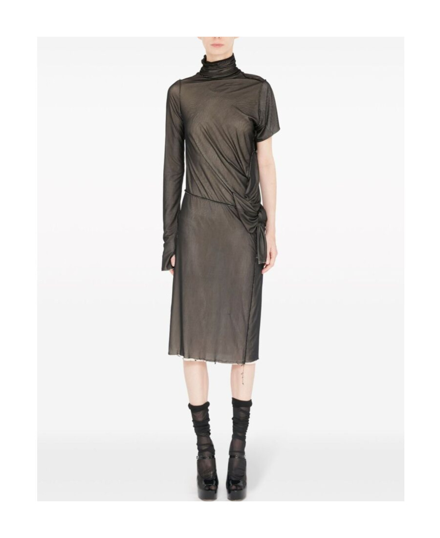 MAISON MARGIELA MAISON MARGIELA ONE-SHOULDER SEMI-SHEER MIDI DRESS