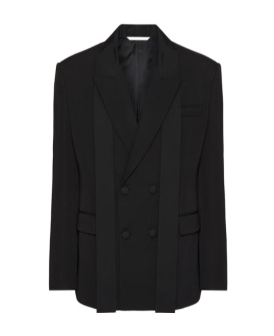 Valentino Elegant Black Wool Double-breasted Jacket In Black