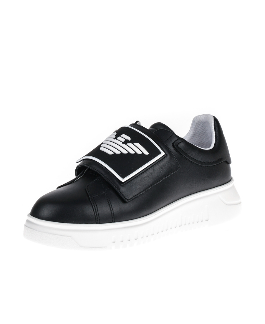 Emporio Armani Logo Logo Sports Shoes In Black