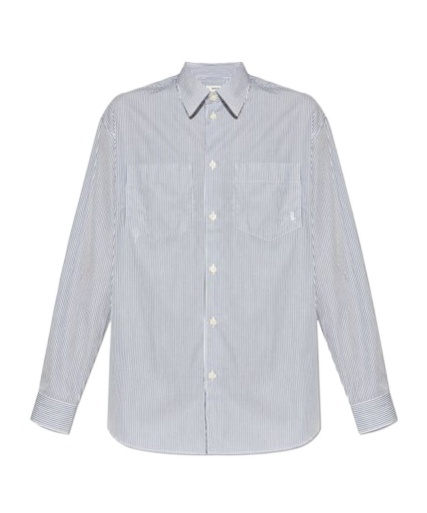 Sporty And Rich Sporty Rich Striped Logo-embroidered Shirt In Green