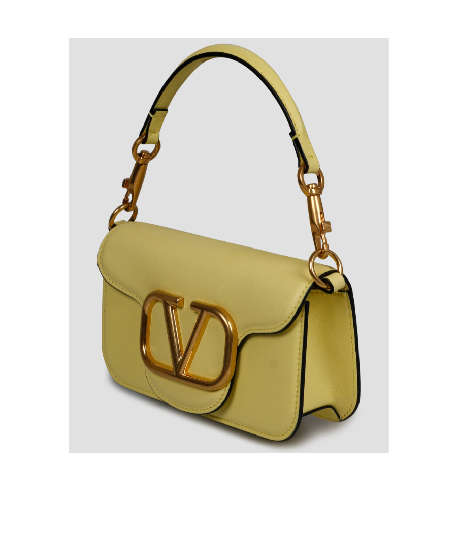 Valentino Small Locò Leather Shoulder Bag In Yellow