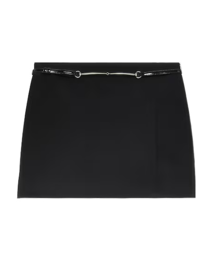 Gucci Horsebit-detail Wool Miniskirt In Black