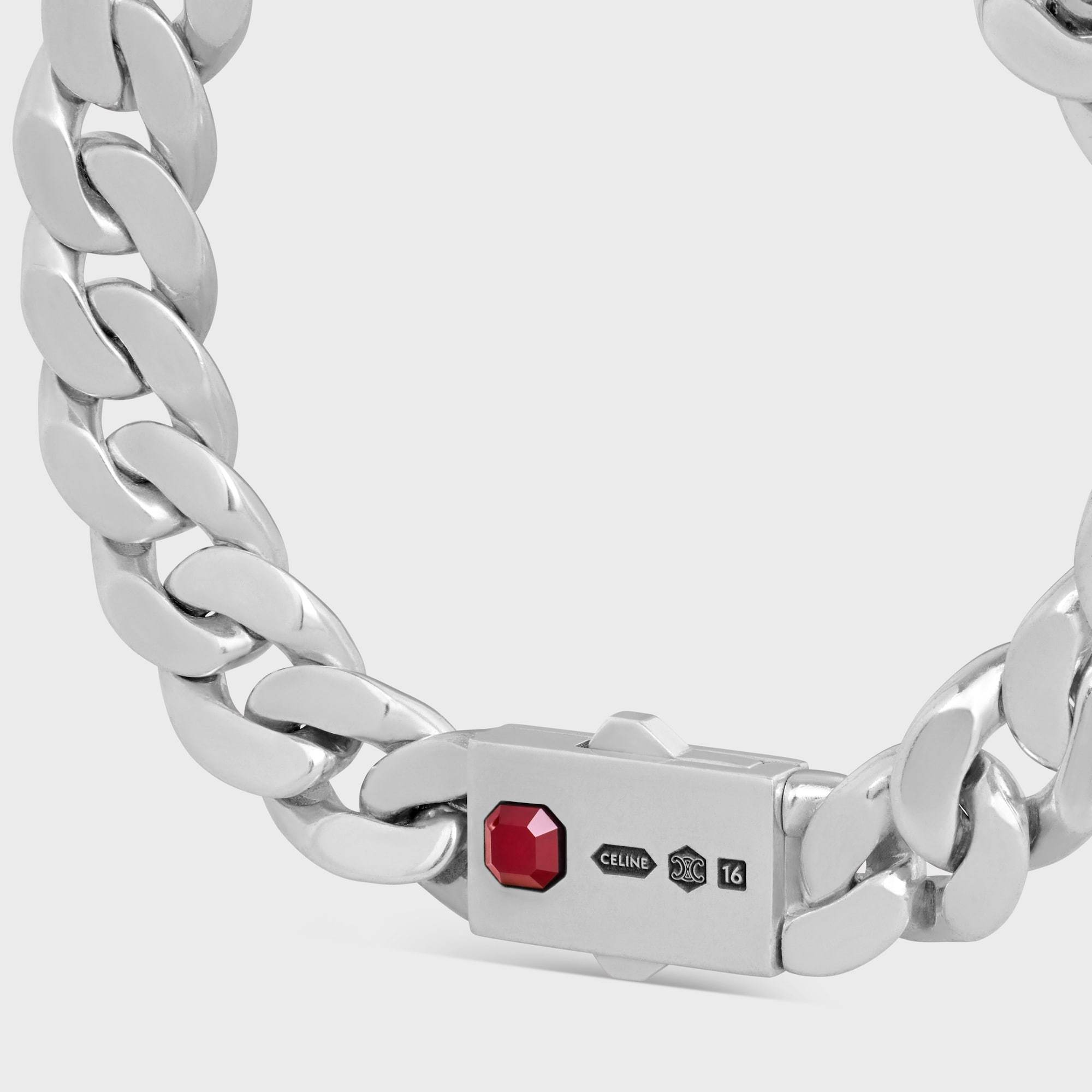 Celine Les Poinçons Bracelet In Sterling Silver And Garnet In Silver/red
