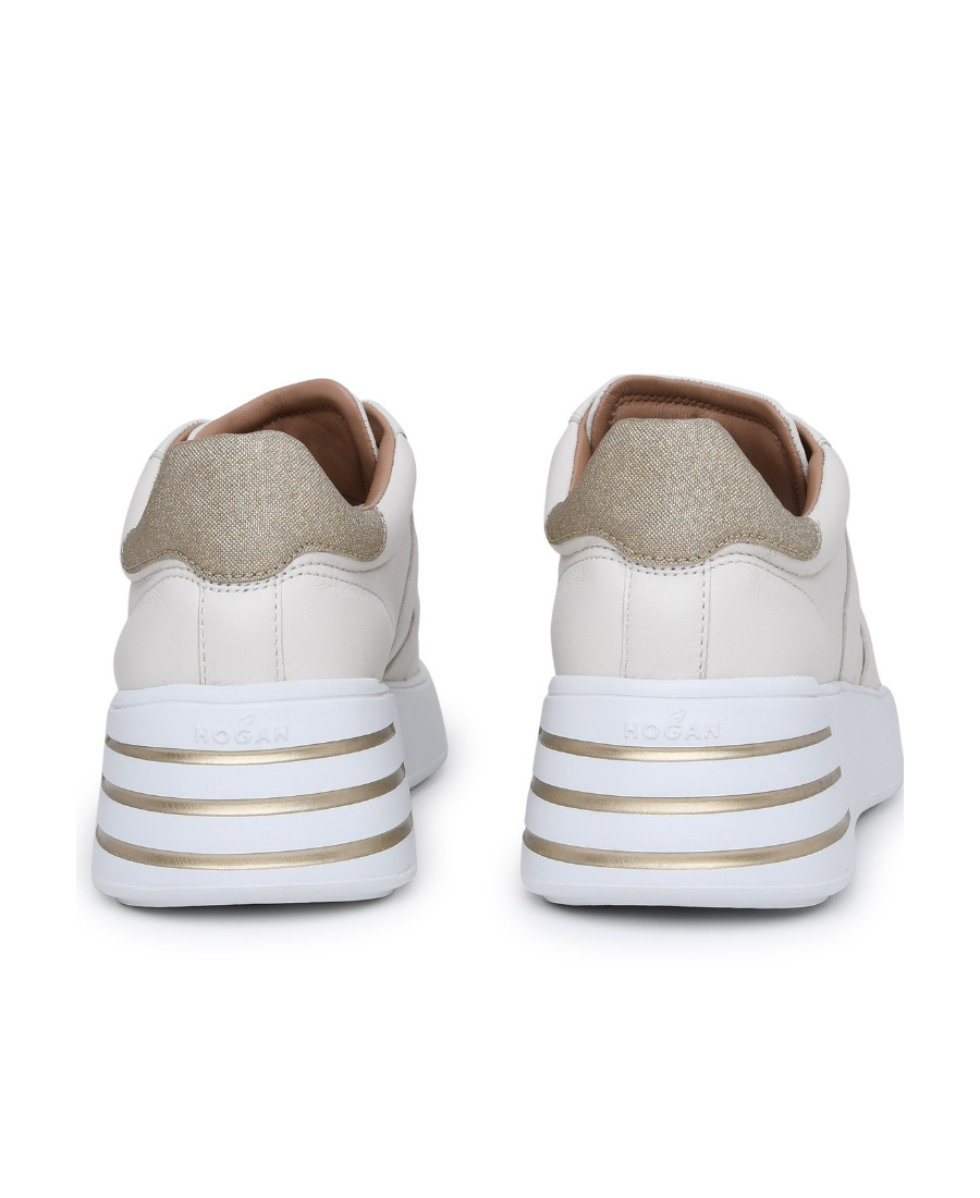 HOGAN GLITTER-DETAIL LEATHER SNEAKERS