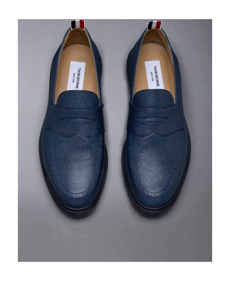 Thom Browne Classic Penny Leather Loafers In Blue