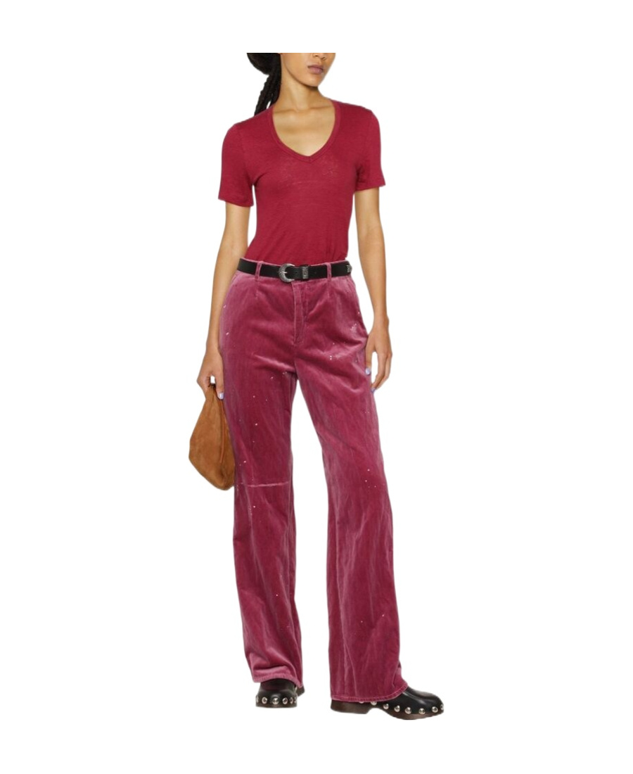 Dsquared2 Embroidered-logo Velvet Trousers In Red