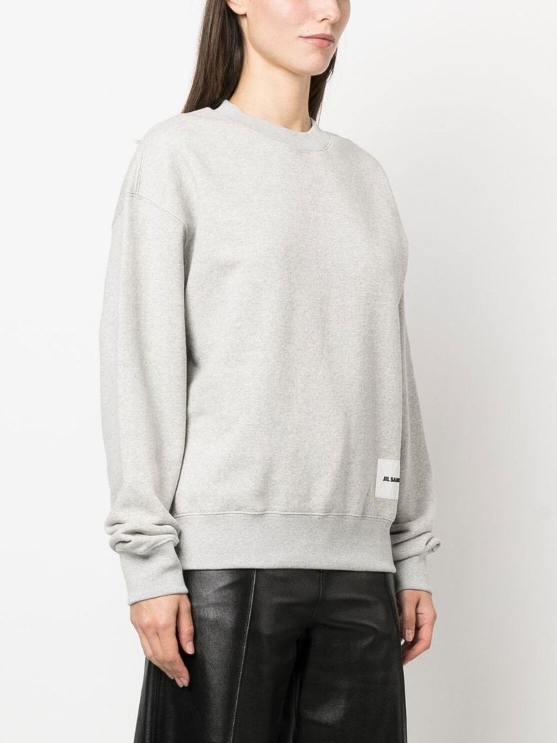 Jil Sander Logo Patch Crew-neck Sweatshirt In Gray