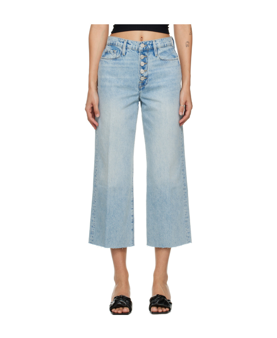 Shop Frame Non-elastic Wide-leg Jeans In Blue