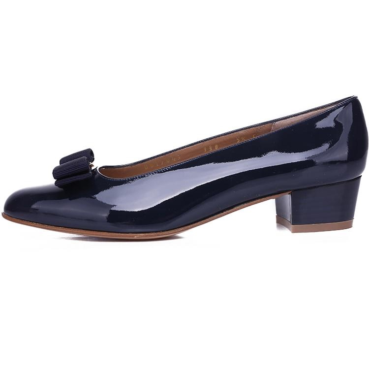 Ferragamo Blue Vara Series High Heels In Black