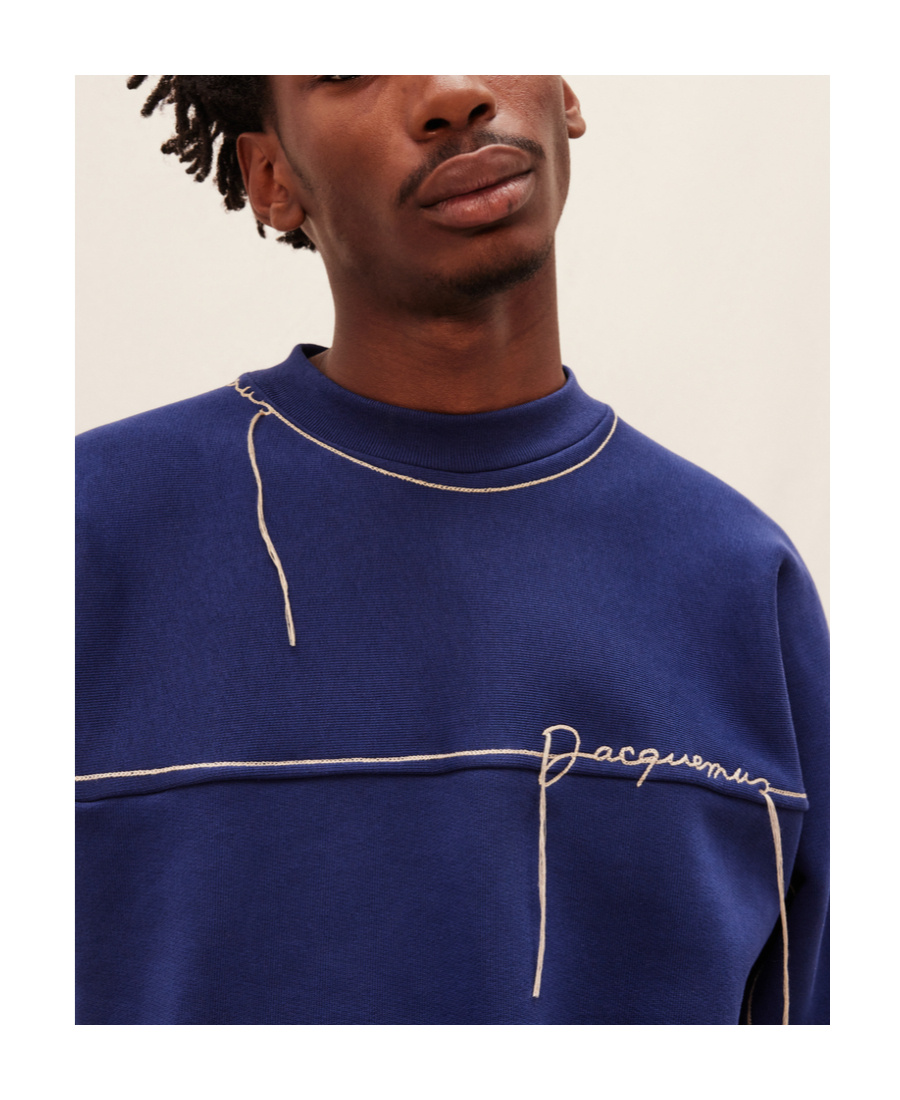 Jacquemus Le Fio Embroidered Sweatshirt In Blue