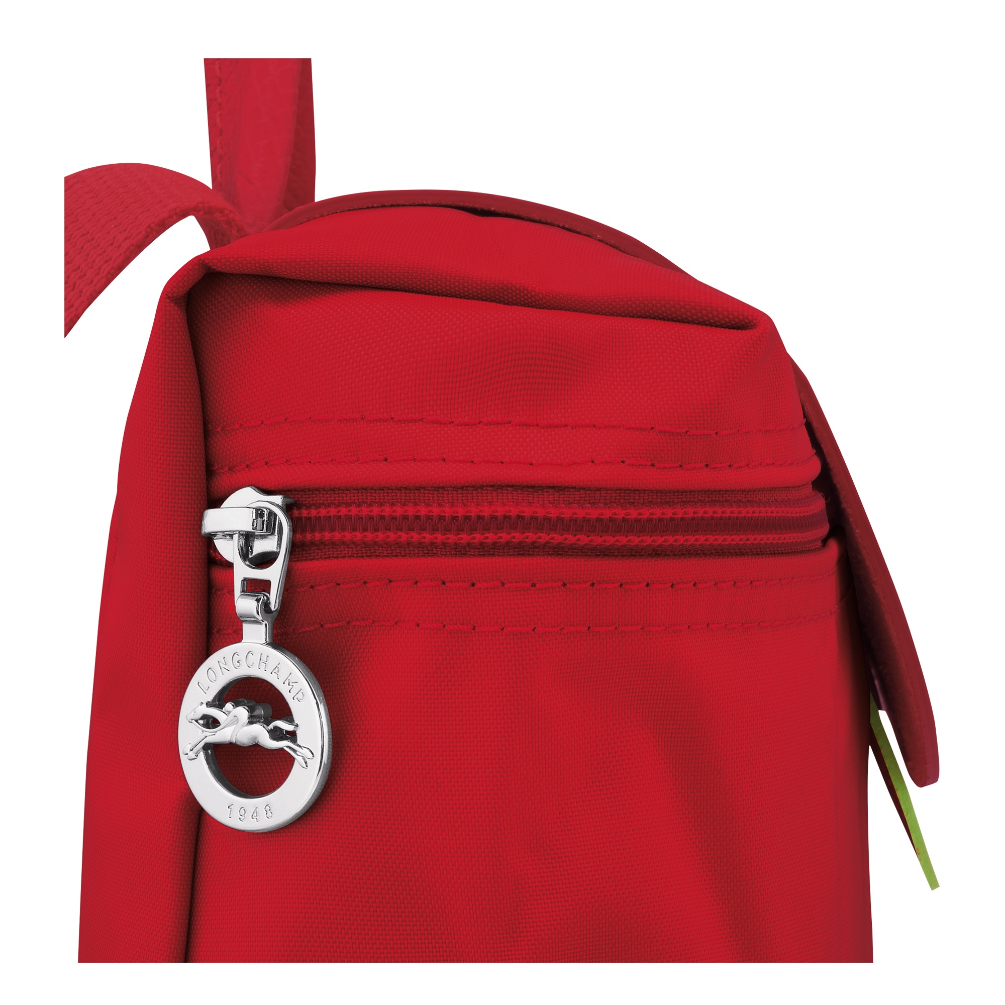 Longchamp Medium Le Pliage Green Backpack In Red