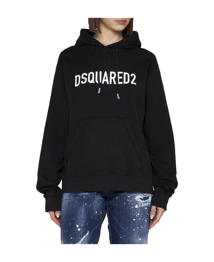 Dsquared2 Logo-printed Drawstring Hoodie In Black