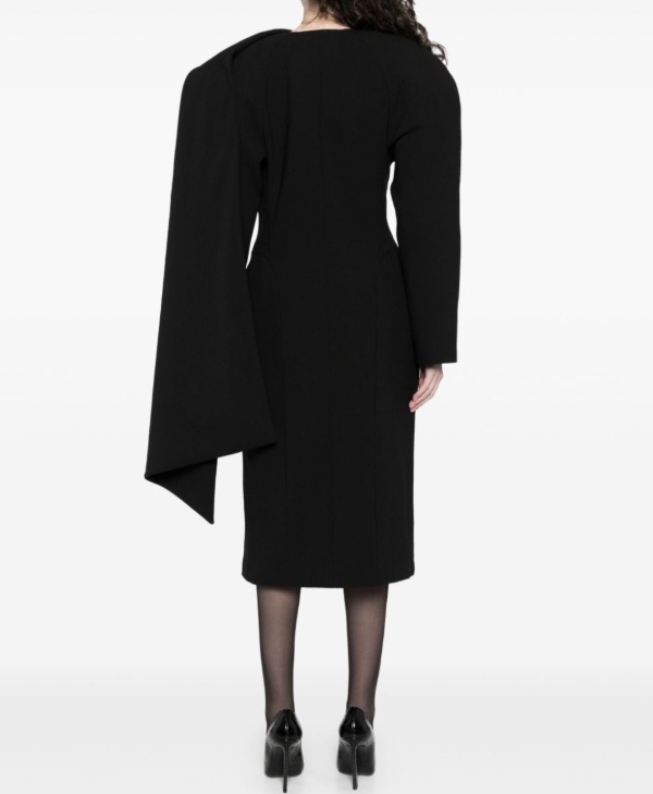 Mugler Scarf Wool Coat In Black