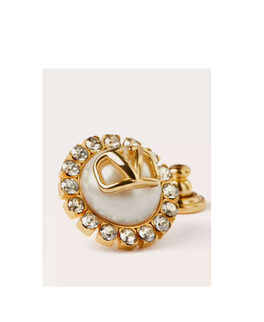 VALENTINO GARAVANI VLOGO SIGNATURE METAL AND RESIN EARRINGS WITH SWAROVSKI CRYSTALS