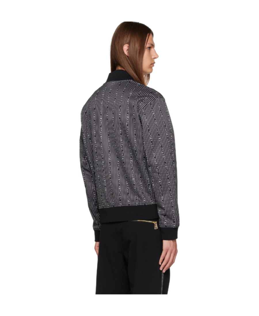 Versace Jeans Long-sleeved Vertical Casual Jacket In Black