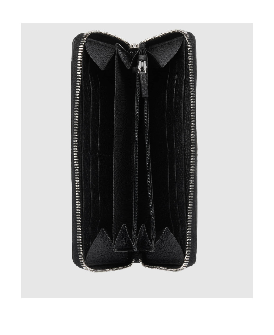 Gucci Jumbo Gg Zip Around Wallet In Black