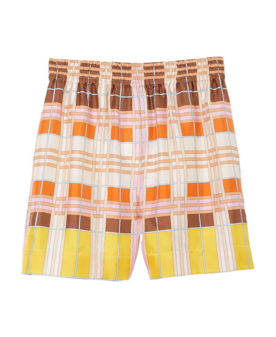 Burberry Checked Silk Shorts In Nude