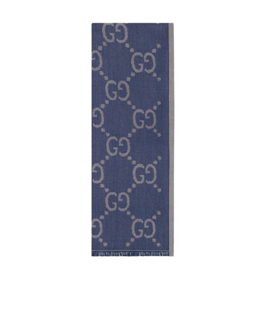 Gucci Gg Supreme Cotton Scarf In Blue