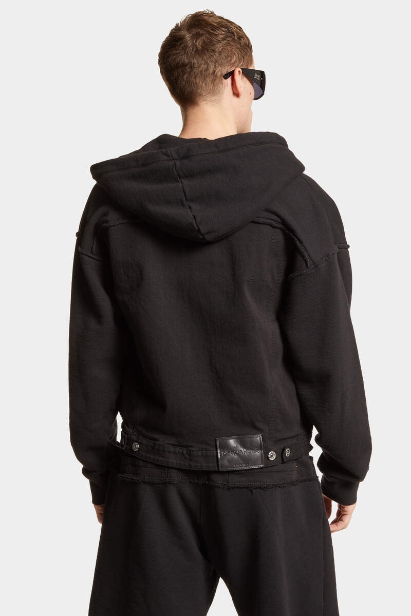 Dsquared2 Ayered-hood Denim Jacket In Black