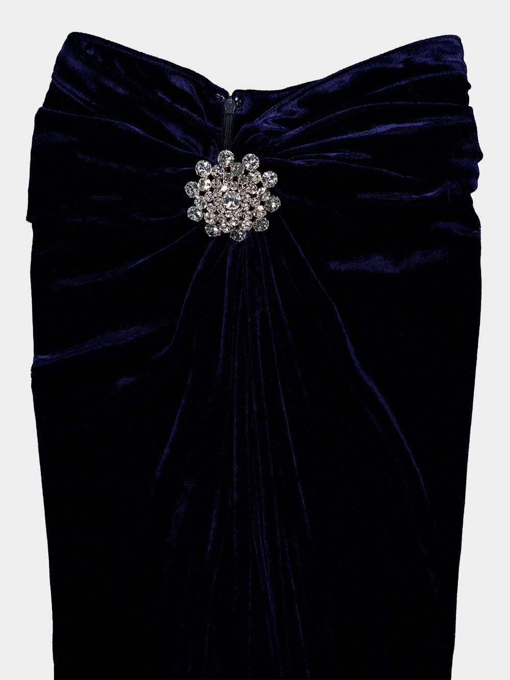 Rabanne Gathered Crystal-embellished Velvet Maxi Skirt In Black