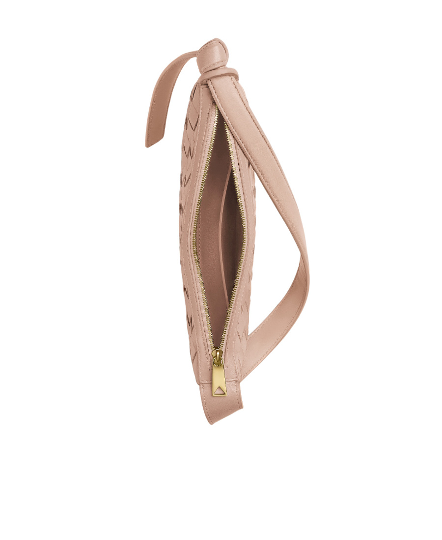 Bottega Veneta Half Moon Leather Shoulder Bag In Nude
