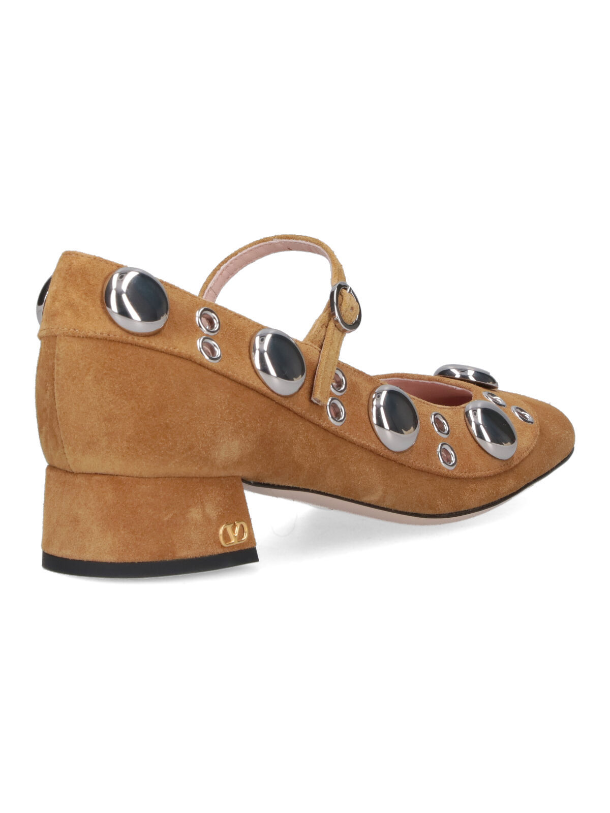 Valentino Nellcote Studded Suede Mary Jane Ballerina Flats In Brown